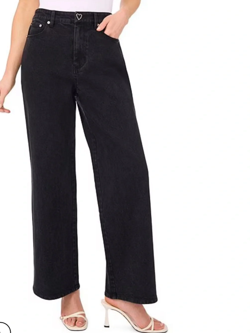 CeCe Black Wide Leg Classic 5-Pocket Jeans Size 12